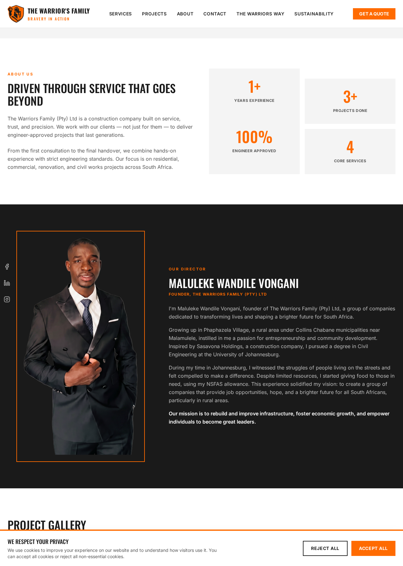 Maluleke Wandile Vongani, founder and director of The Warriors Family (Pty) Ltd